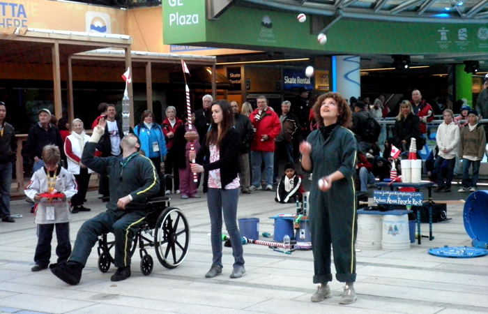 Performing at Robson Square in downtown Vancouver